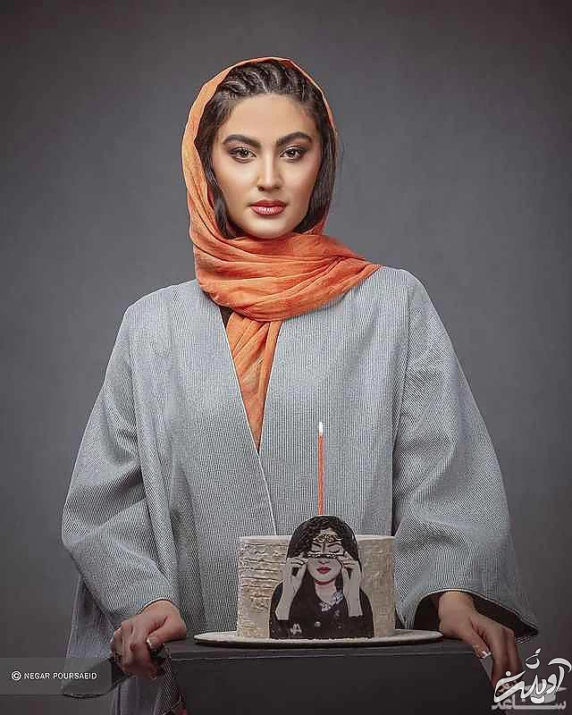 کیک تولد جالب مریم مومن با تصویر چهره خودش